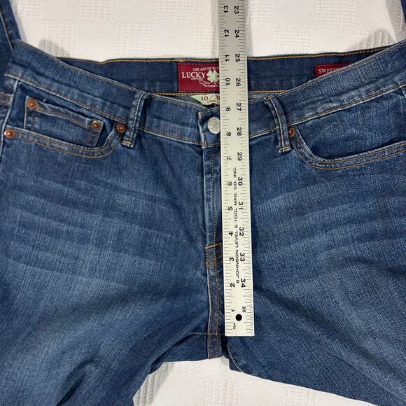 Lucky Brand 10/30 Sweet Straight Jeans Long 32x33 9" Rise Cotton Stretch - Picture 11 of 12